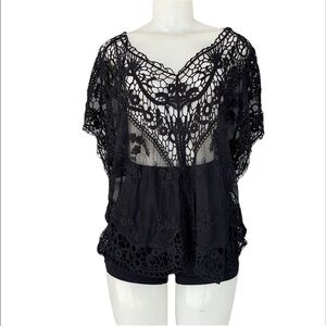 Mimi Chica Black Lace Mesh Top Size L